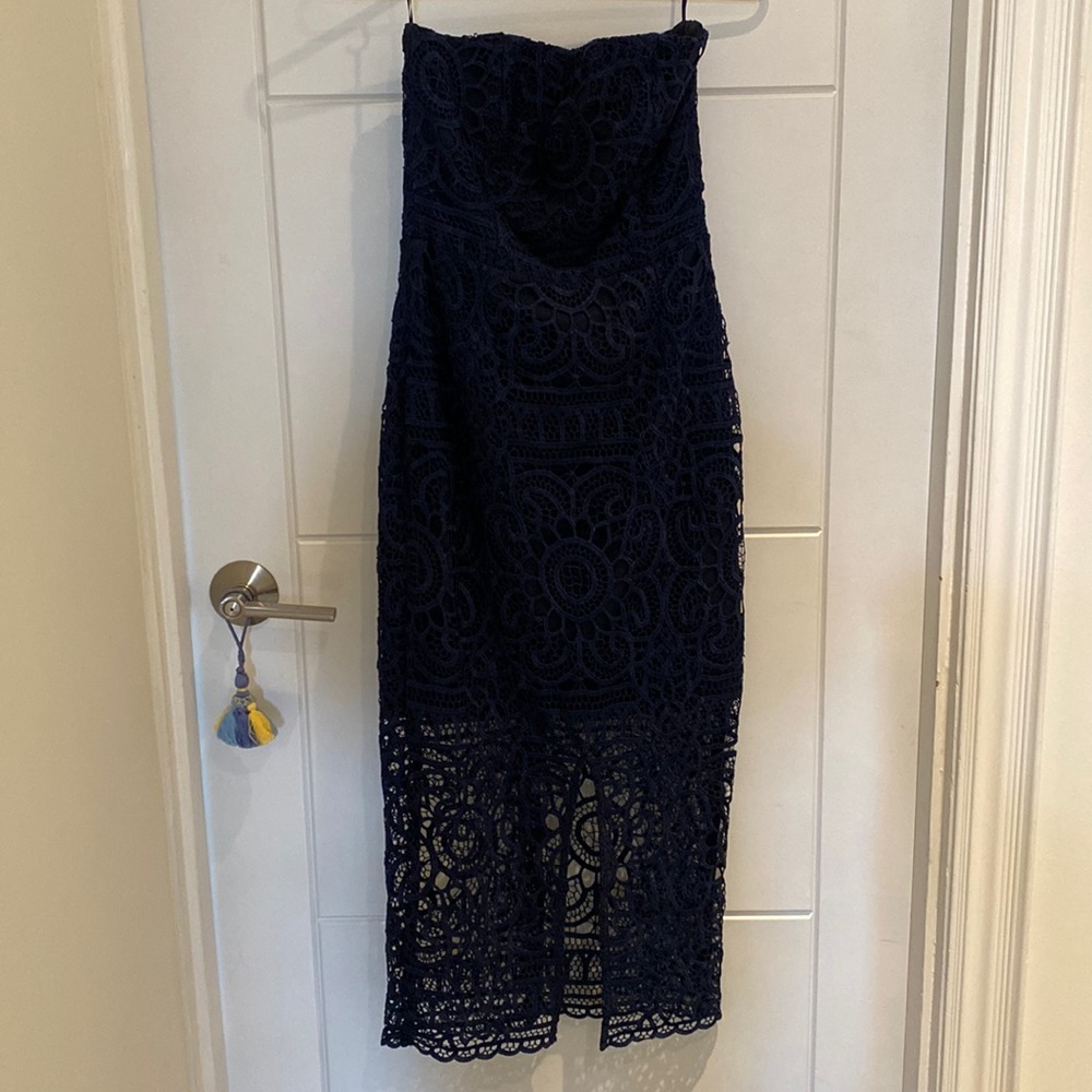 Nicholas navy blue lace strapless dress Size 2